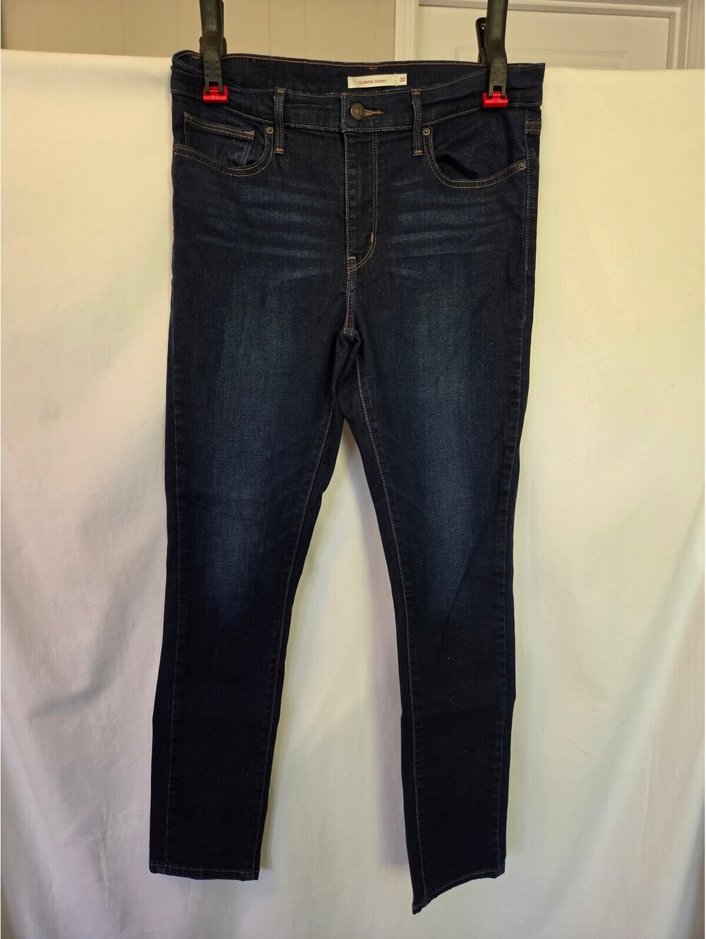 Levi's Slimming Skinny Jeans Size 32 Dark Blue Denim